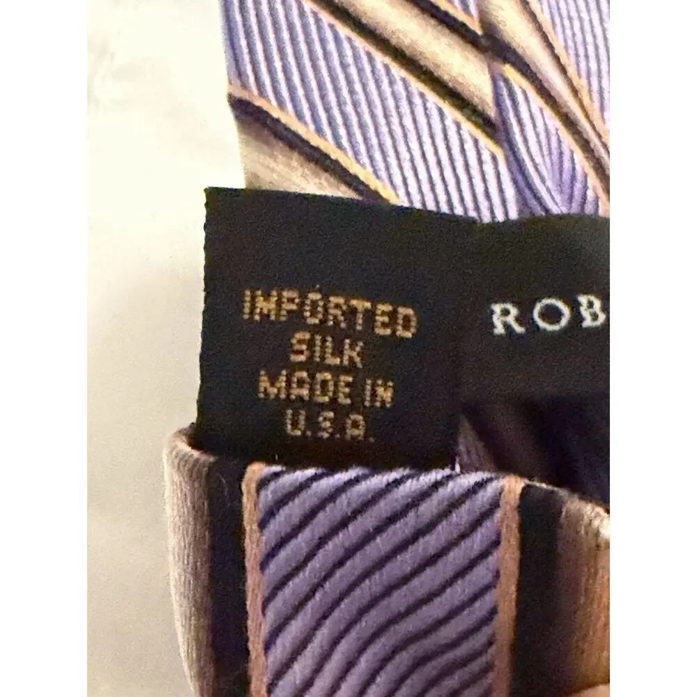 Robert Talbott Silk Tie Made USA Purple Brown Orange Striped Mens Necktie